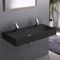 Trough Matte Black Ceramic Wall Mounted or Vessel Sink